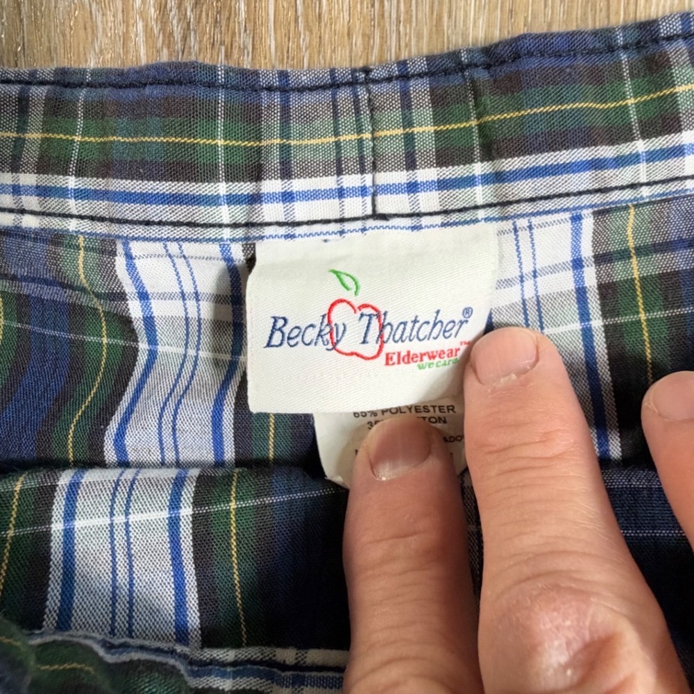 Becky Thatcher Skort Girls 8.5 Green Blue Plaid Pleated Uniform Wrap Skirt 5872 - Picture 2 of 7